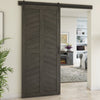 Weathered Grey Nyriah Chevron Sliding Standard Single Track Barn Door Hardware Kit