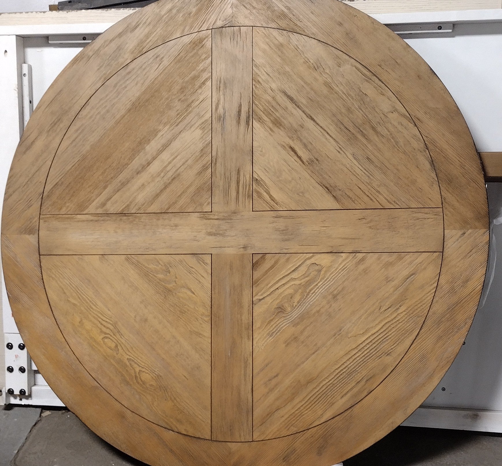 Benchwright Rustic X-base Round Pine Wood Coffee Table (((TOP ONLY)))