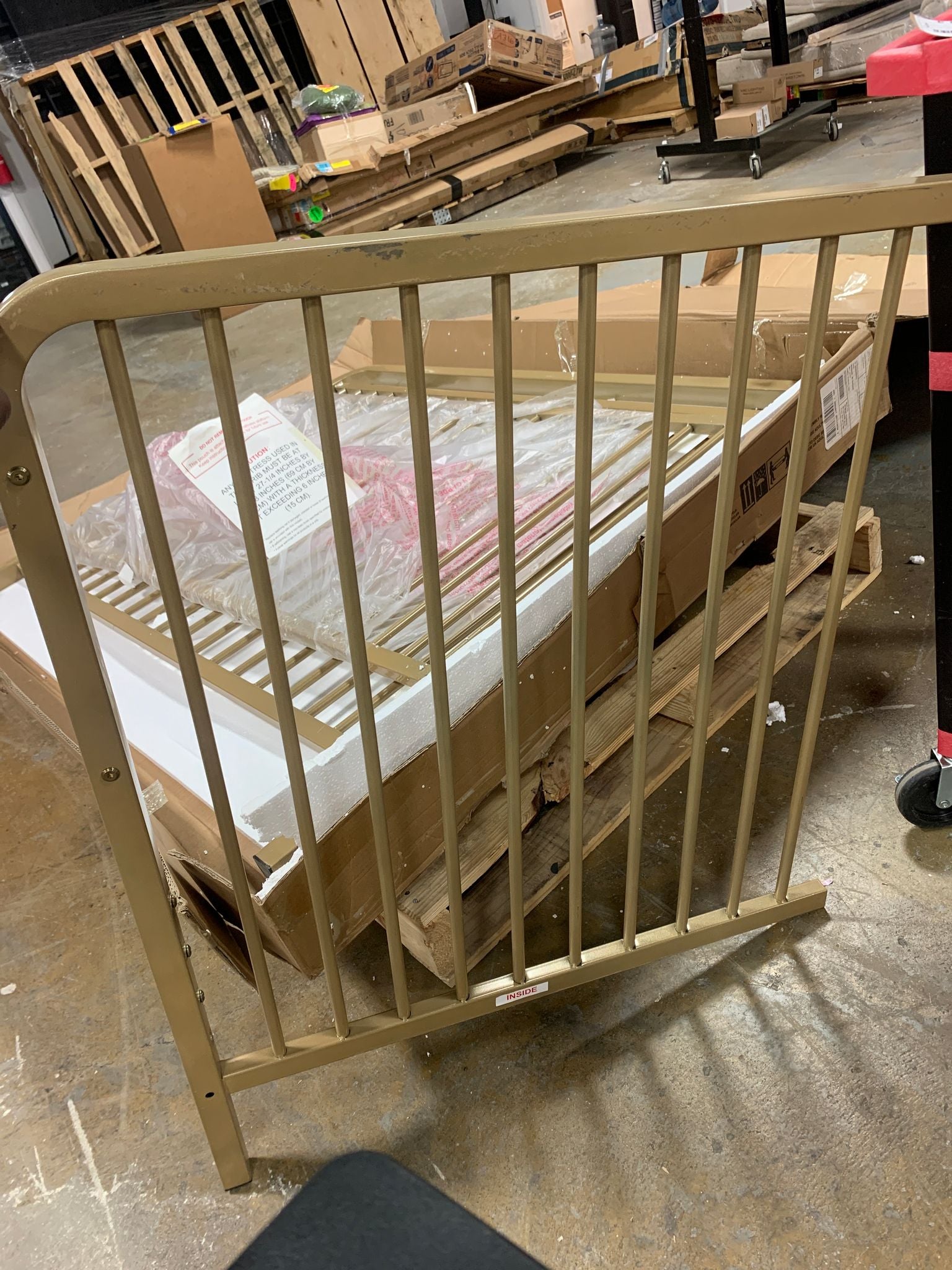 Baby Relax Juniper 4-in-1 Convertible Metal Crib, Gold KB582