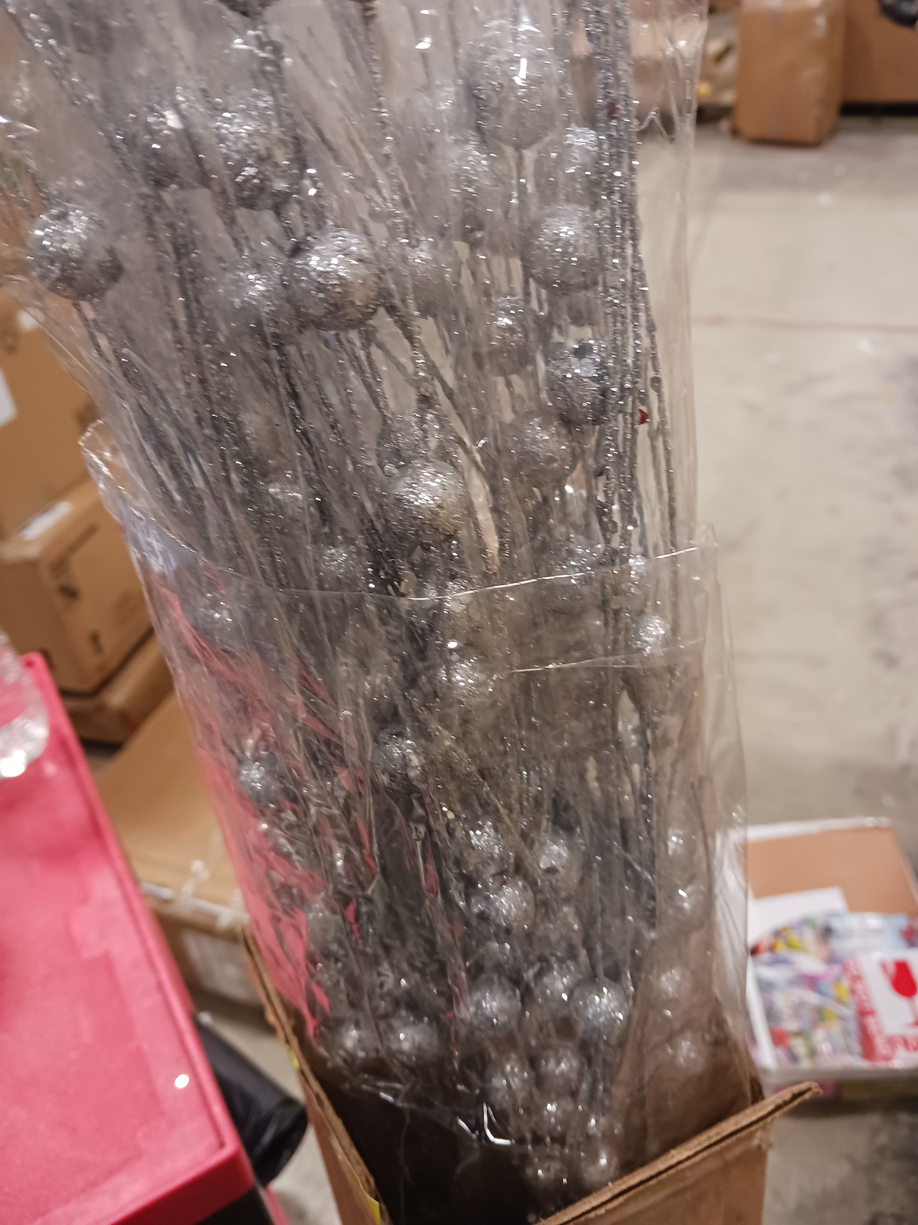 35" Silver Glitter Berry Artificial Christmas Spray (no further discounts)