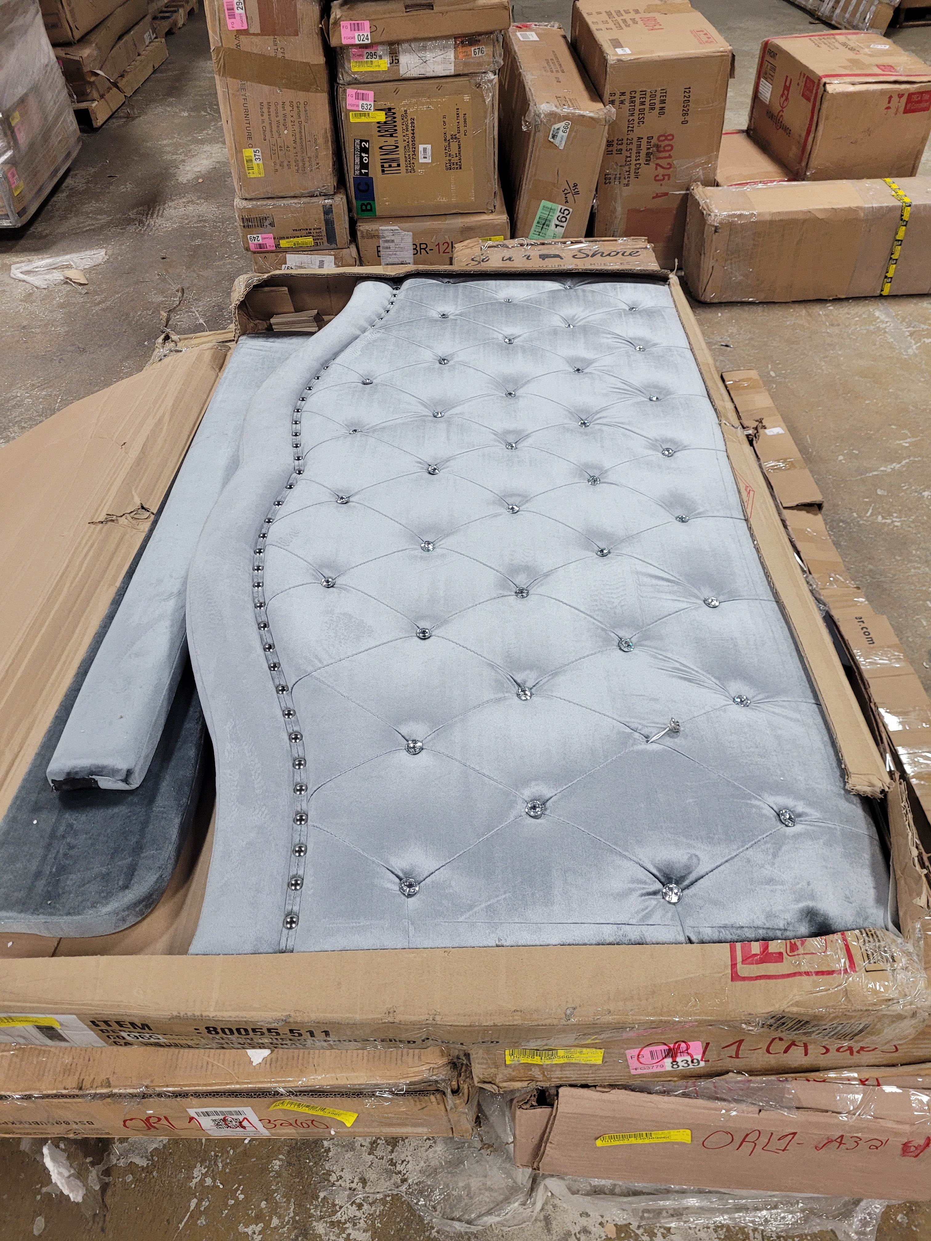 Sliver Gray Carlie Tufted Upholstered Low Profile Standard Bed Queen