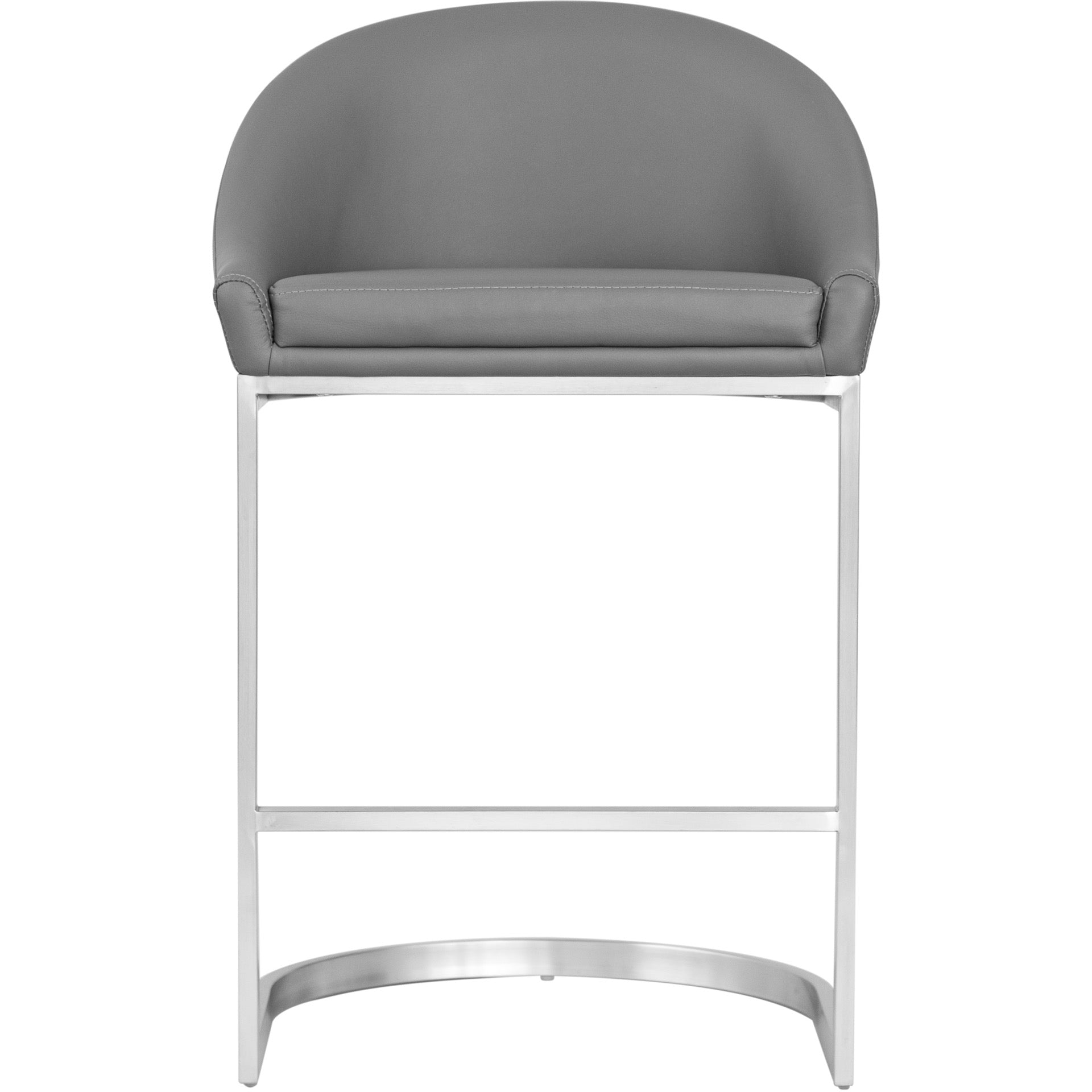 Brushed Stainless Steel Curved Stationary Counter Stool