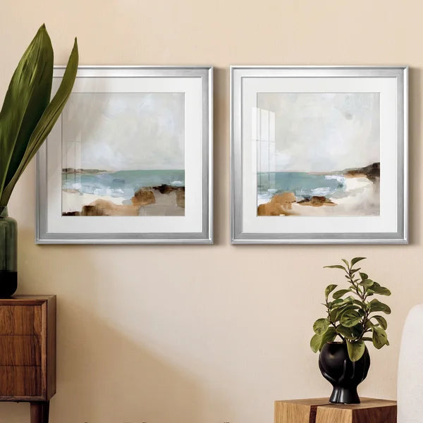 22.5" H x 45" W x 1.5" D Ocean Sigh I - 2 Piece Picture Frame Painting