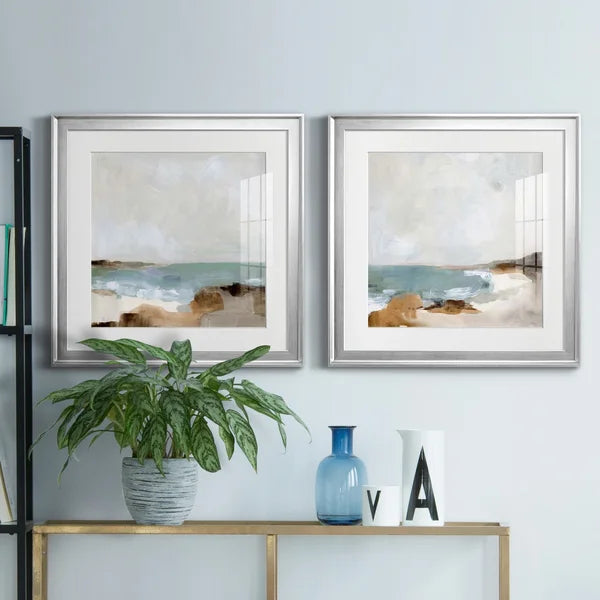 22.5" H x 45" W x 1.5" D Ocean Sigh I - 2 Piece Picture Frame Painting