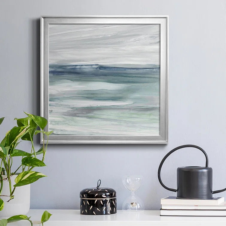 26.5" H x 26.5" W x 1.5" D Ocean Tides - Picture Frame Painting on Canvas, (Set of 2)