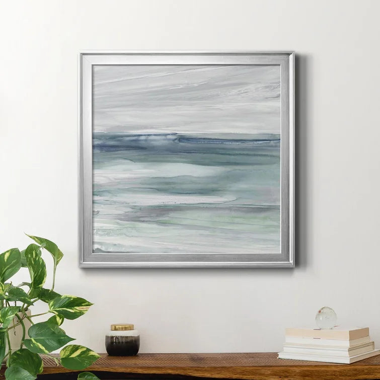 26.5" H x 26.5" W x 1.5" D Ocean Tides - Picture Frame Painting on Canvas, (Set of 2)