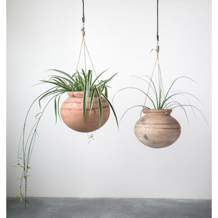 terracotta hanging planter outdoor Ola Terracotta Hanging Planter (#K4561) – Salvage & Co Indy