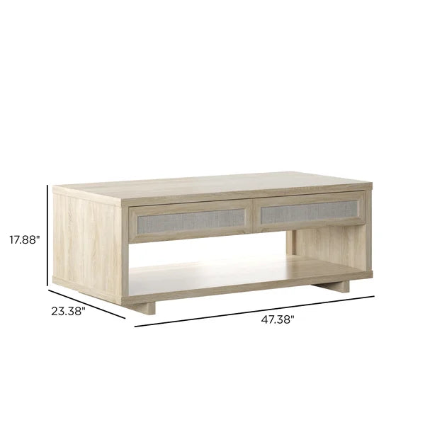 Bishop Oak Olince Sled Coffee Table with Storage, 17.88'' H x 47.38'' L x 23.38'' D