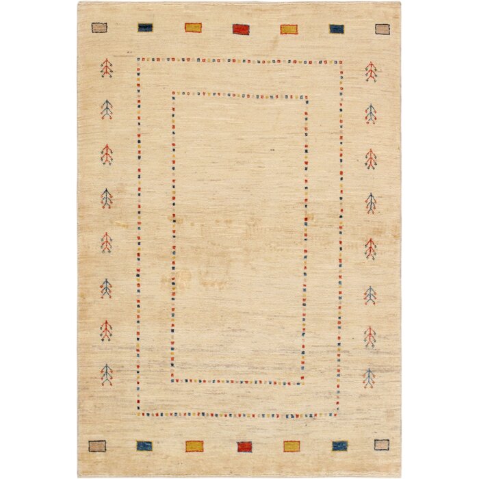 One-of-a-Kind Hand-Knotted 3'4" X 5'  Wool Area Rug in Beige