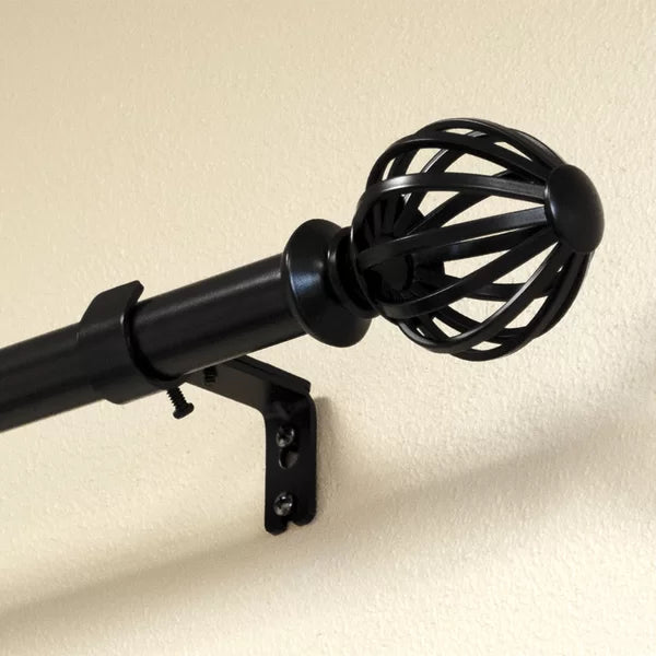 Black Opas Adjustable 42" - 120" 1" Single Curtain Rod