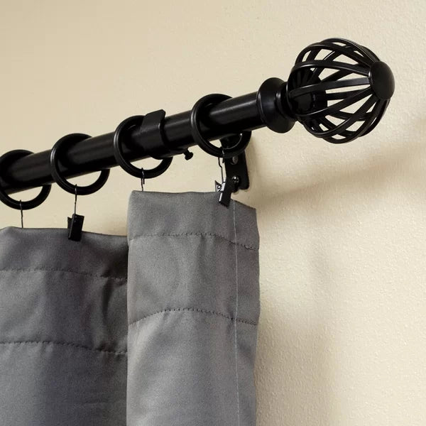 Black Opas Adjustable 42" - 120" 1" Single Curtain Rod