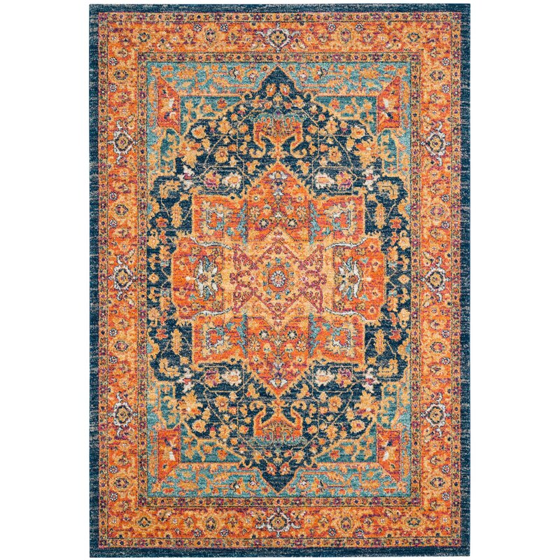 Battista Power Loom Blue/Orange RUNNER Rug TRUG1040