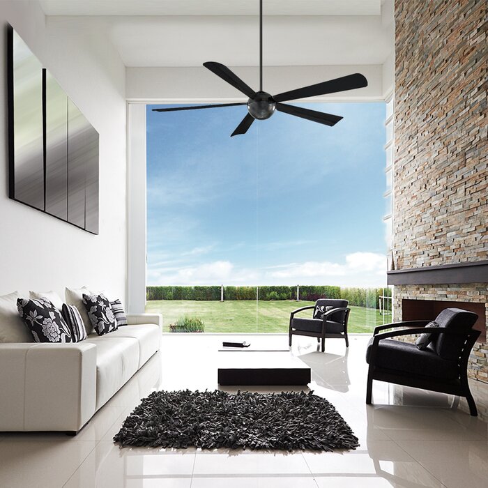 Orb 5-Blade 62" Outdoor LED Ceiling Fan with Remote, Carbon Fiber (#K4454)
