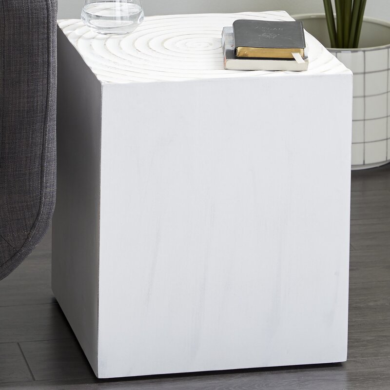 White Orwin Block End Table KB845