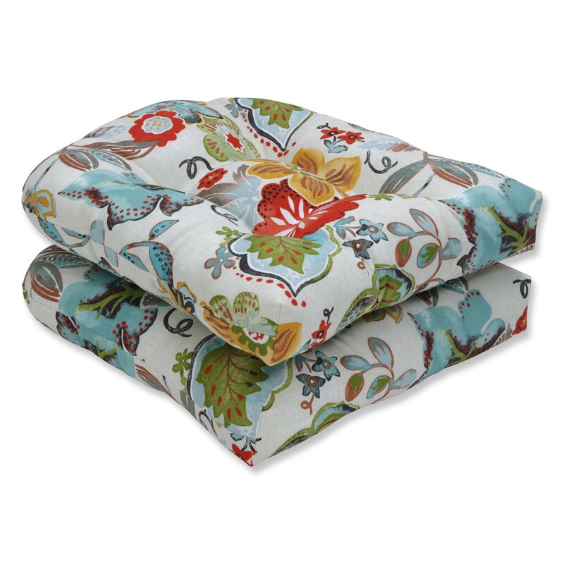 Blue/Green/Red Osian  Outdoor Wicker Indoor/Outdoor Rocking Chair Cushion (Set of 2) pt118