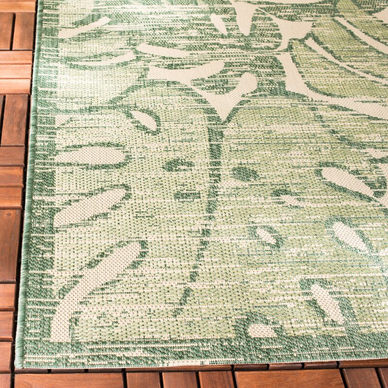 Wickford Floral Green Indoor/Outdoor Area Rug KRUG130