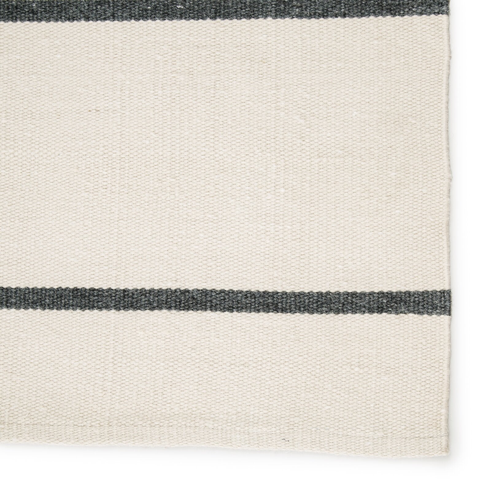 Striped Handmade 7’4”x9’6” Ivory/Dark Gray Indoor / Outdoor Area Rug CL295