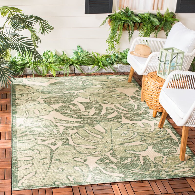 Wickford Floral Green Indoor/Outdoor Area Rug KRUG130