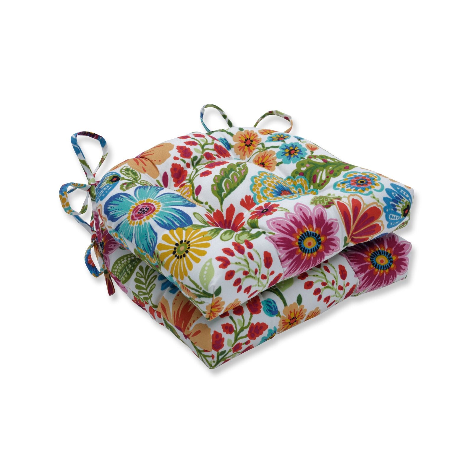 Blue/Green/Red Reversible Indoor/Outdoor Dining Chair Cushion (Set of 2) AS129