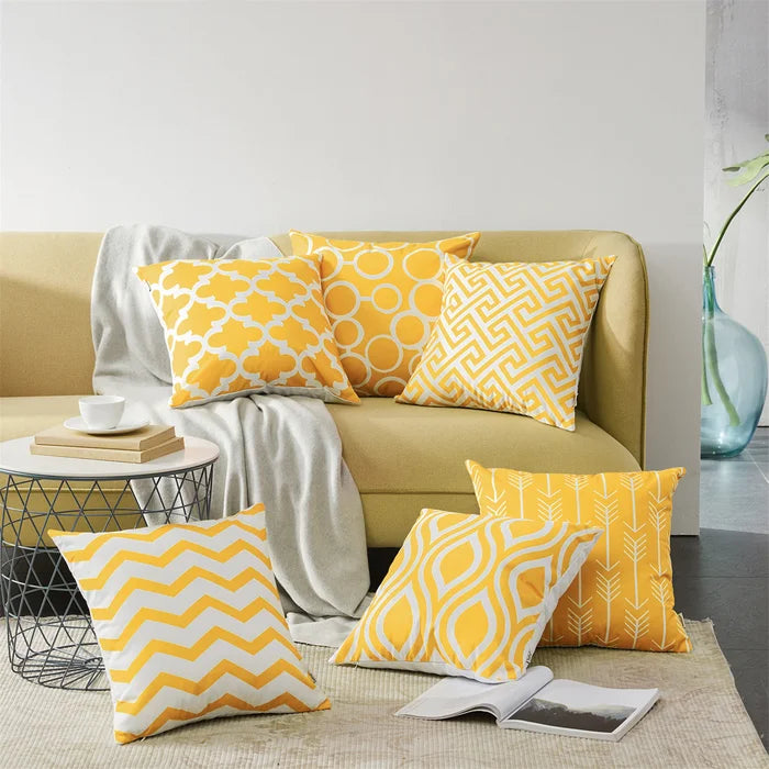 18" x 18" Yellow Outdoor Square Pillow Cover (Set of 6)