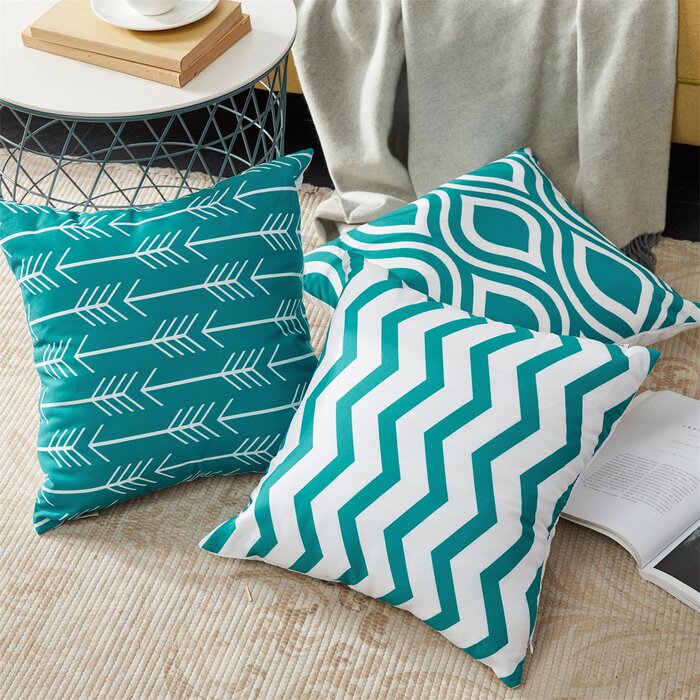 18" x 18" Teal Outdoor Square Pillow Cover (Set of 6)