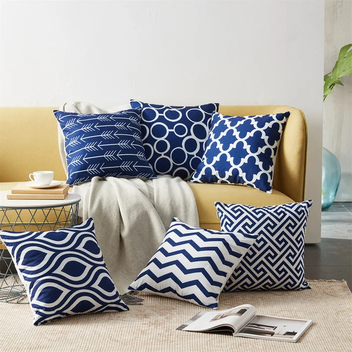 16" x 16" Navy Outdoor Square Pillow Cover (Set of 6)