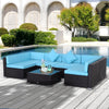 *AS IS* Outsunny 3-Piece Outdoor Wicker Patio Sofa Set with Cushions - Turquoise (2-Person Sofa and Glass Tabletop Ottoman ONLY)