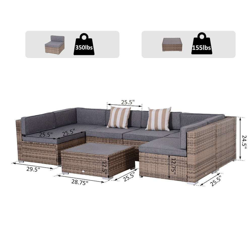 *AS IS* Outsunny 2-Piece Outdoor Wicker Patio Sofa Set with Cushions - Grey (2-Person Sofa ONLY)