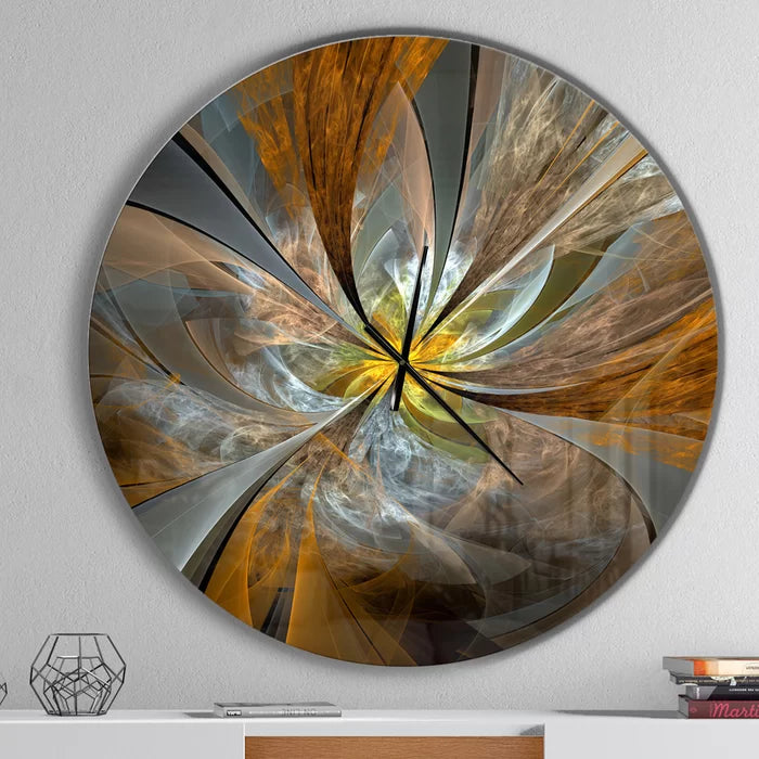 36" H x 36" W x 1" D Oversized Symmetrical Fractal Flower Wall Clock