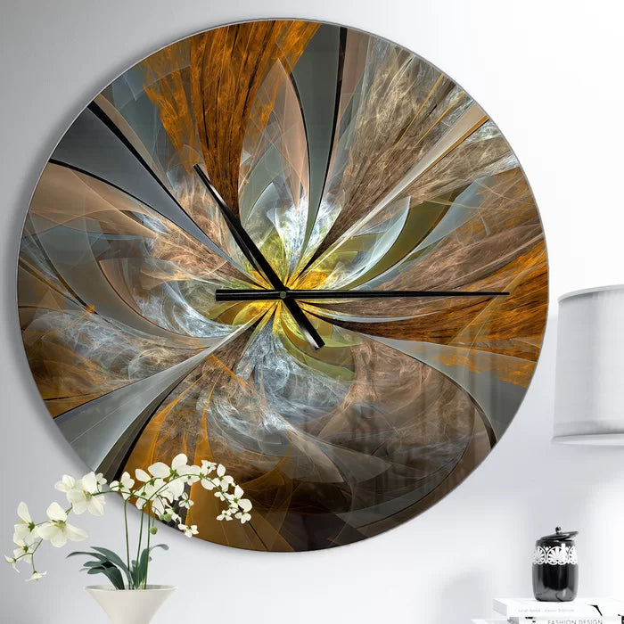 36" H x 36" W x 1" D Oversized Symmetrical Fractal Flower Wall Clock