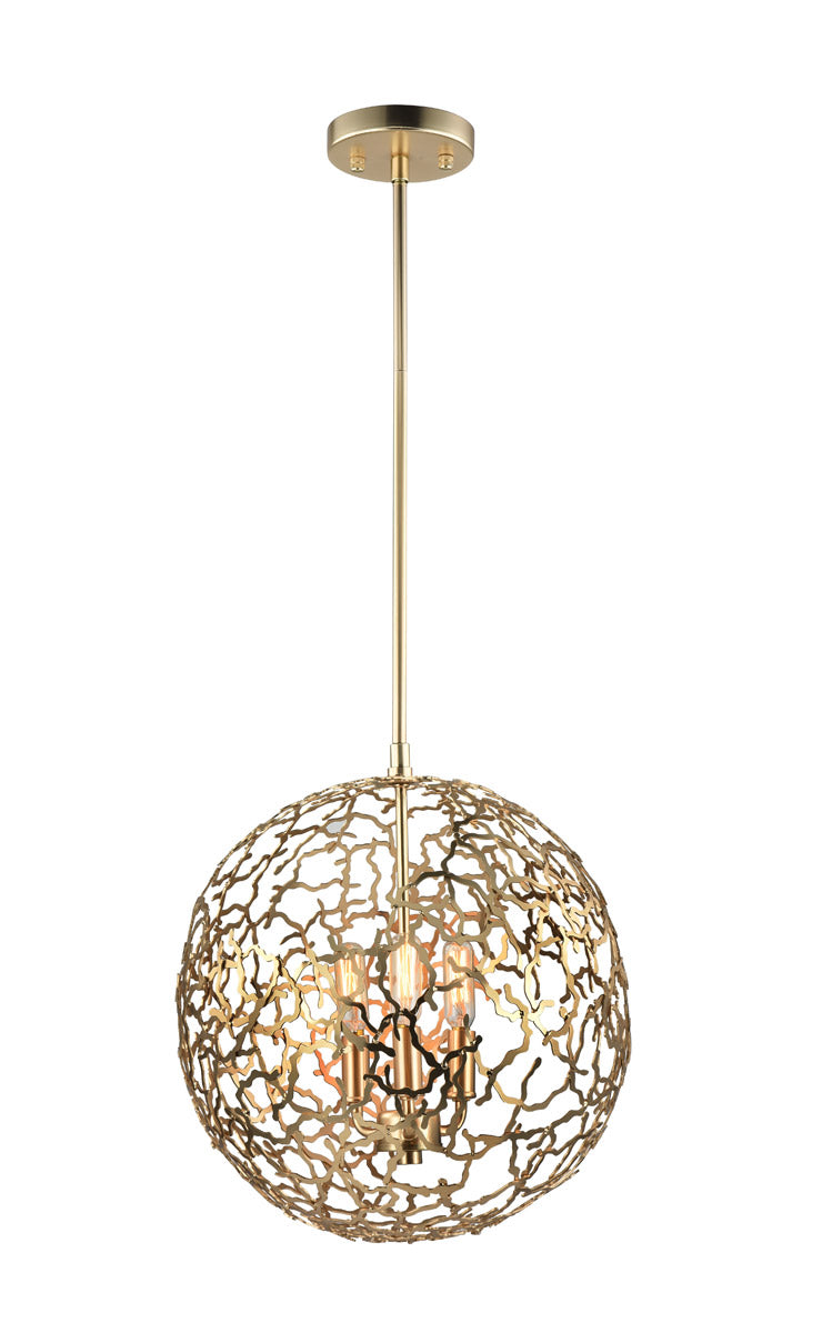 Zeev Lighting P30038/3/SG Helios 3 Light 14 inch Matte Gold Pendant Ceiling Light KB300v