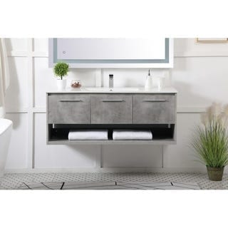 48 Inch Single Bathroom Floating Vanity In Concrete Grey K7297