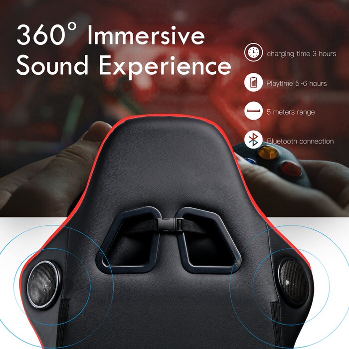 Bluetooth PC & Racing Game Chair, Red (#K4935)