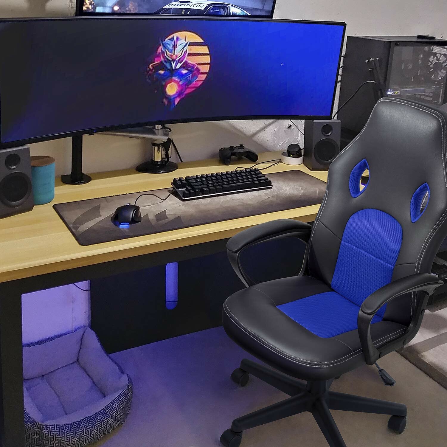 Blue PC & Racing Game Chair K7060