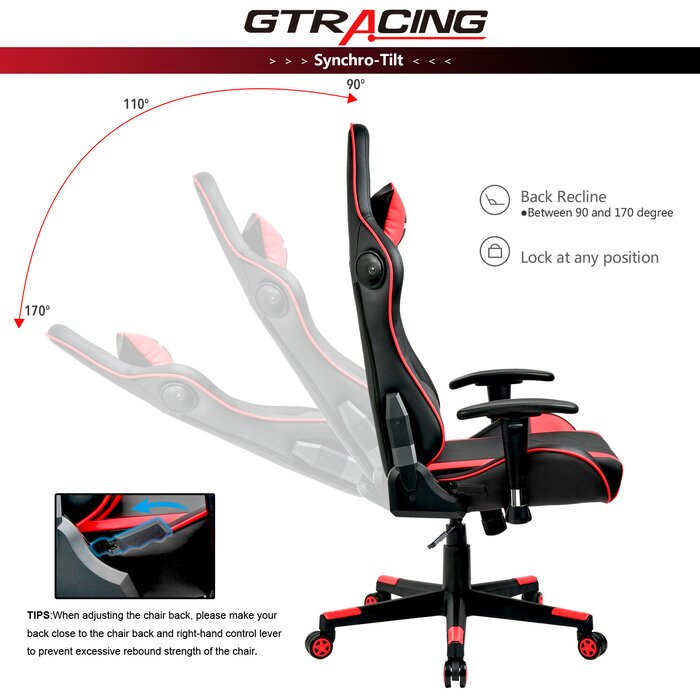 Bluetooth PC & Racing Game Chair, Red (#K4935)