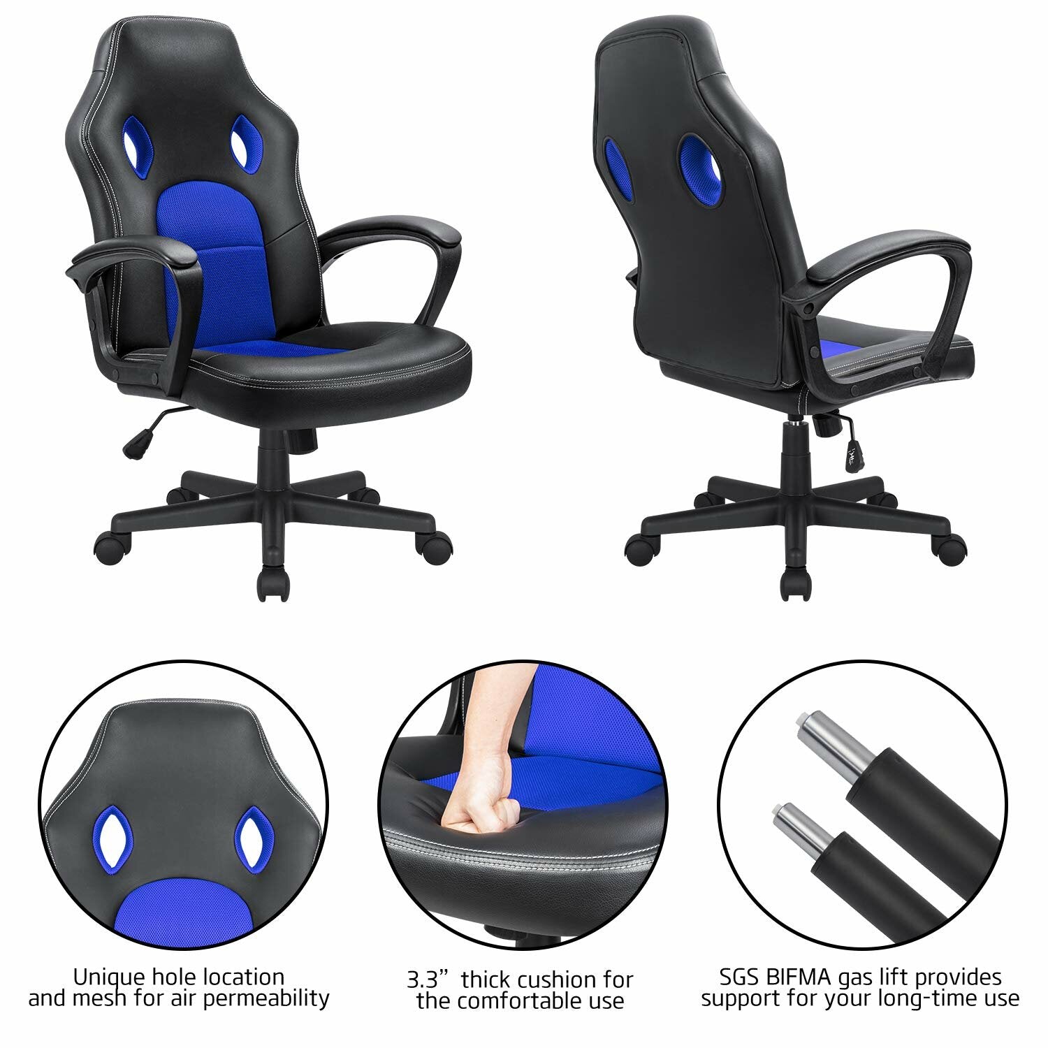 Blue PC & Racing Game Chair K7060