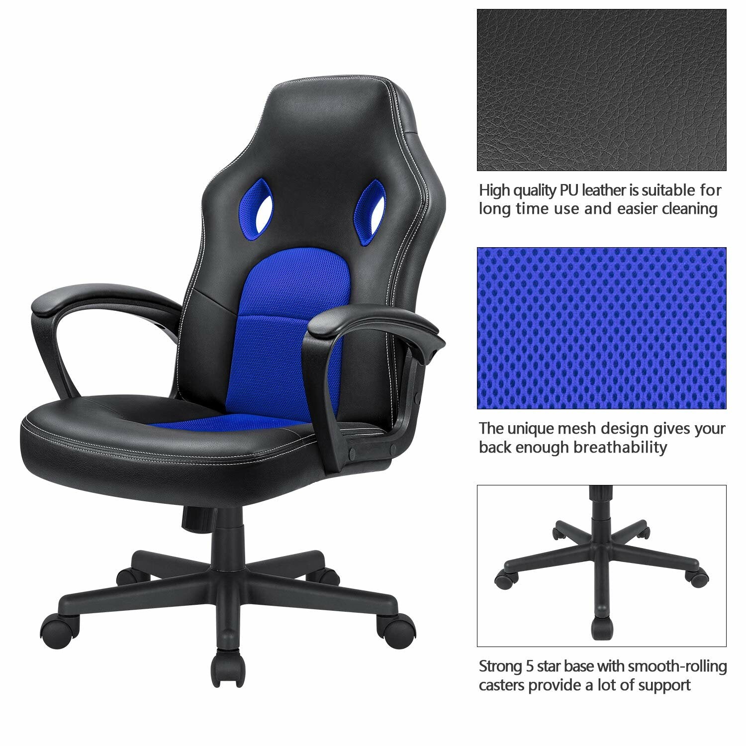 Blue PC & Racing Game Chair K7060