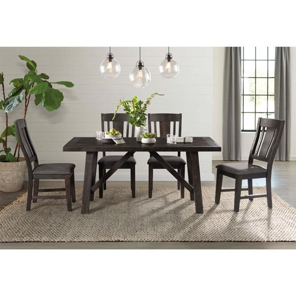2 Picket House Carter Dark Gray Fabric Armless Side Chairs pt821