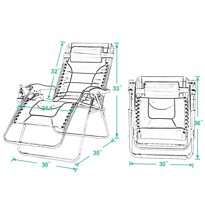 Padded Oversized Reclining Zero Gravity Chair with Cushion pt1225