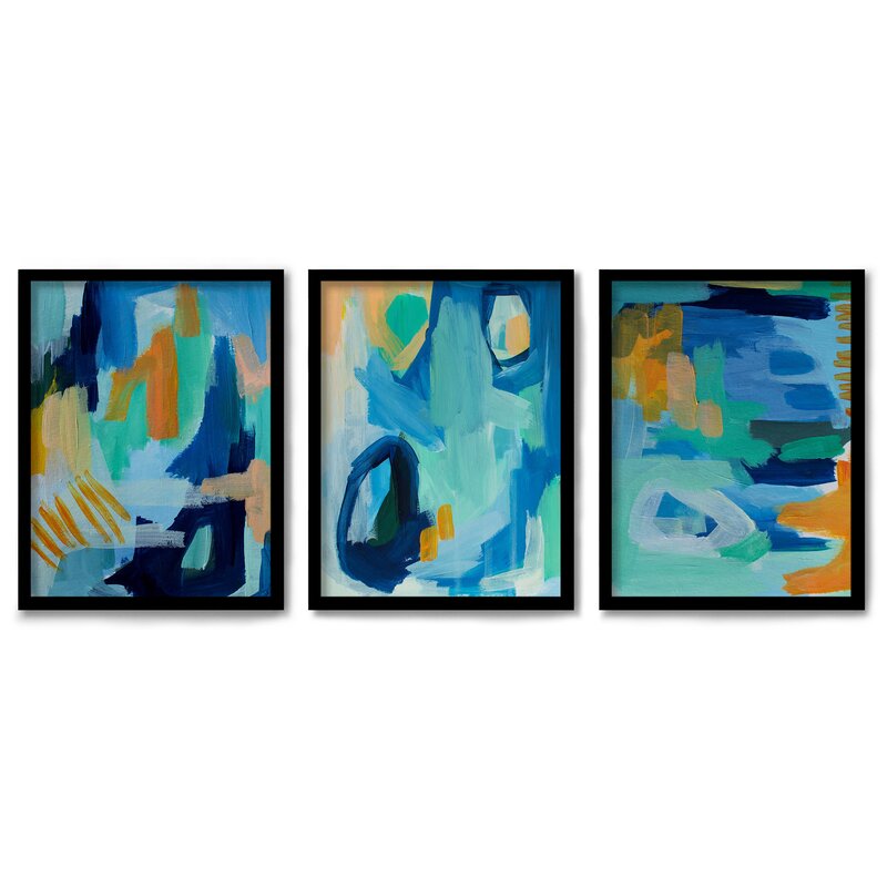 10" H x 24" W x 1.75" D Painted Abstract Texture by Chelsea Hart - 3 Piece Painting Set VB308
