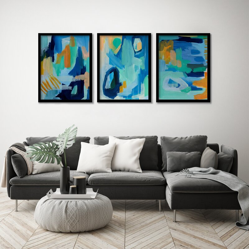 10" H x 24" W x 1.75" D Painted Abstract Texture by Chelsea Hart - 3 Piece Painting Set VB308