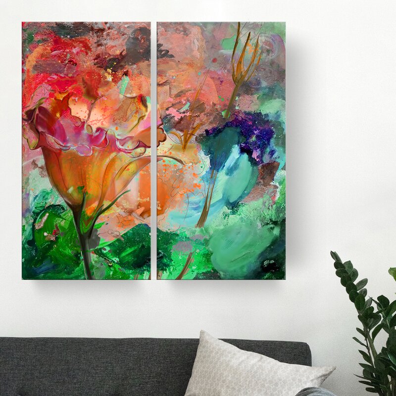40'' H x 40'' W x 1.5'' D Painted Petals LXI by Tristan Scott - 2 Piece Wrapped Canvas CYB326