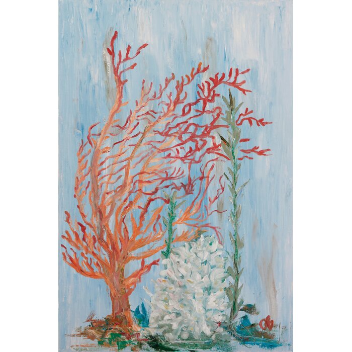 Painterly Coral I- Wrapped Canvas Print