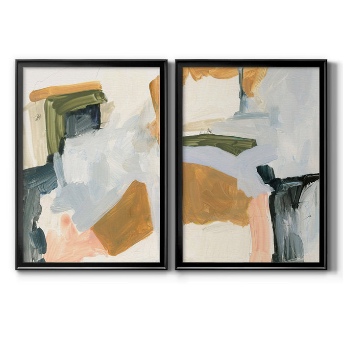 36.5" H x 53" W x 2.5" D Palette Meld I - 2 Piece Picture Frame Painting Set on Canvas