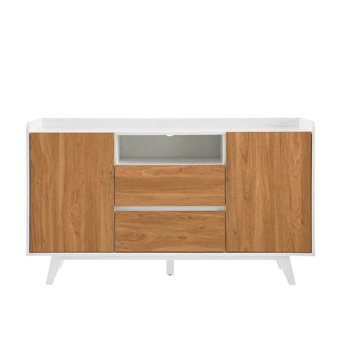 English Oak/White Palomino 58'' Wide 2 Drawer Sideboard
