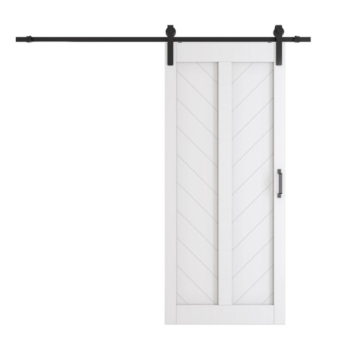 84" x 42" Paneled Manufactured Wood Barn Door with Installation Hardware Kit