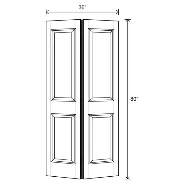 36" x 80" Paneled Manufactured Wood Primed 2-Panel Square Top Interior Bi-Fold Door