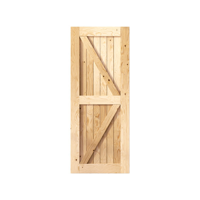 84" H x 36" W Paneled Wood Unfinished Barn Door without Installation Hardware Kit