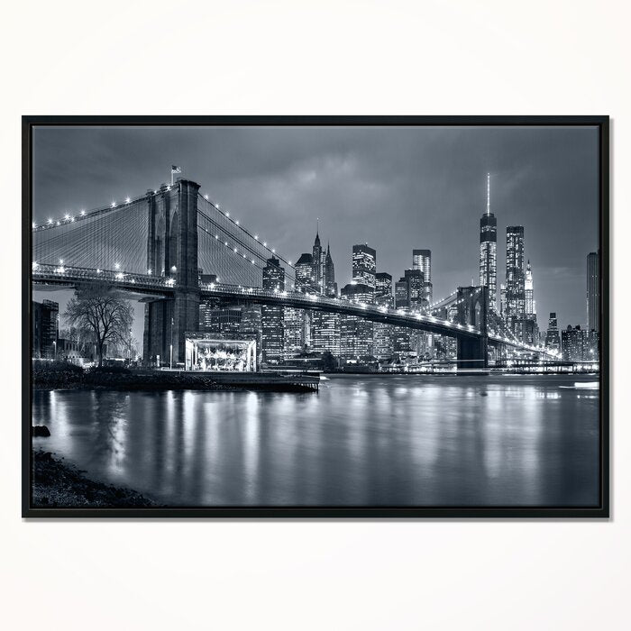 32" H x 42" W x 1.5" D Panorama New York City At Night - Wrapped Canvas Print