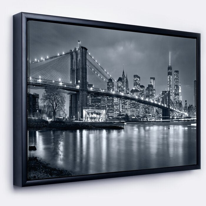 32" H x 42" W x 1.5" D Panorama New York City At Night - Wrapped Canvas Print